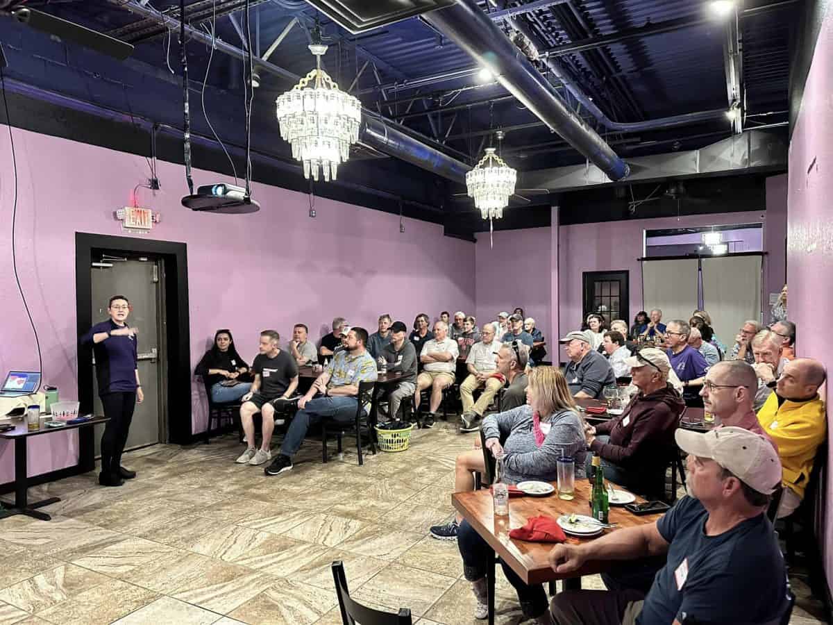 Indoor cycling club meeting at Northwest Cycling Club event.
