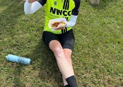 Refreshingly conquering bike rides and break time at Northwest Cycling Club event.