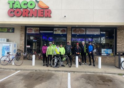 Cycling In Houston - NWCC Recent Activities Gallery 571 Cycling group at Taco Corner in Northwest Cycling Club event, outdoor bike ride, group cycling, cycling community.