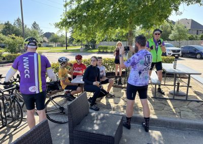 Cycling In Houston - NWCC Recent Activities Gallery 523 Cycling club members taking a break and socializing after a ride in Northwest Oregon.
