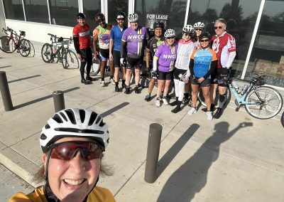 Cycling In Houston - NWCC Recent Activities Gallery 527 1. Group of cyclists from Northwest Cycling Club outdoors with bikes on sunny day.