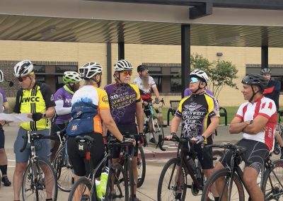 Cycling In Houston - NWCC Recent Activities Gallery 439 Cycling enthusiasts gathered outside Northwest Cycling Club for a group ride or event.