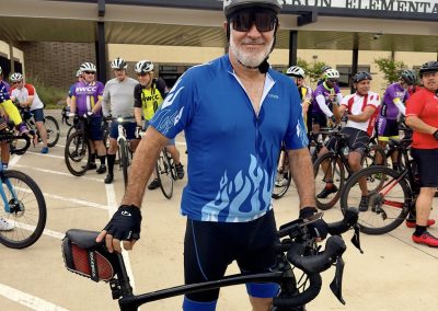 Cycling In Houston - NWCC Recent Activities Gallery 441 Cycling enthusiast at Northwest Cycling Club event, ready for a ride at Tabor Elementary school.