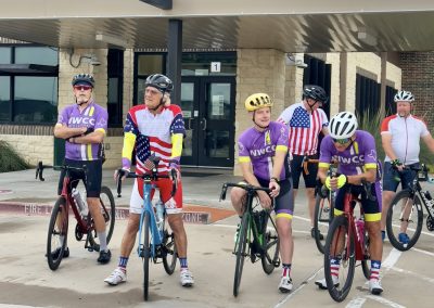 Cycling In Houston - NWCC Recent Activities Gallery 440 Vancouver cycling group at Northwest Cycling Club event in patriotic jerseys and gear.