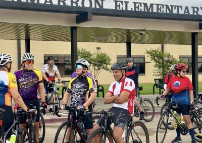 Cycling In Houston - NWCC Recent Activities Gallery 437 Cycling group gathering outside Northwest Cycling Club at Tamaron Elementary School.
