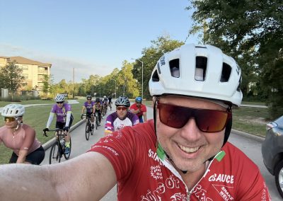 Cycling In Houston - NWCC Recent Activities Gallery 388 Group cycling event with Northwest Cycling Club, diverse riders enjoying a scenic ride.