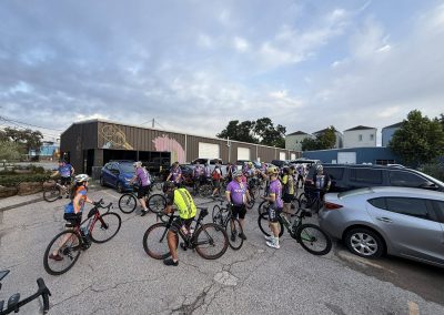 Cycling In Houston - NWCC Recent Activities Gallery 306 Cycling group gathering before a ride at Northwest Cycling Club, outdoor bike event, community cycling enthusiasts.