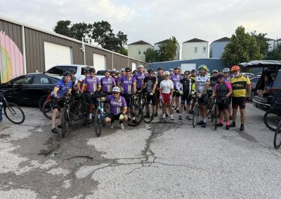 Cycling In Houston - NWCC Recent Activities Gallery 316 1. Group of cyclists at Northwest Cycling Club event in outdoor parking lot.