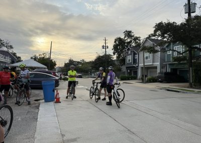 Cycling In Houston - NWCC Recent Activities Gallery 295 Cycling group preparing for ride, Northwest Cycling Club members in biking gear outdoors.