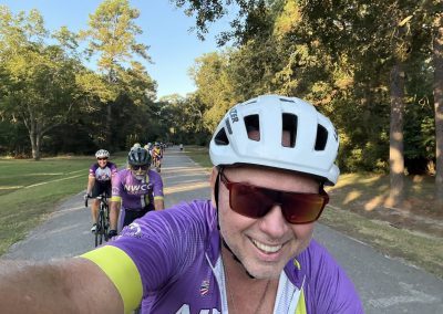 Cycling In Houston - NWCC Recent Activities Gallery 224 Cycling club members riding together on a scenic outdoor trail in Northwest Houston.