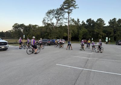 Cycling In Houston - NWCC Recent Activities Gallery 229 Cycling group at parking lot, Northwest Cycling Club, bike riders, outdoor cycling event, community cycling, NWCC bike ride.