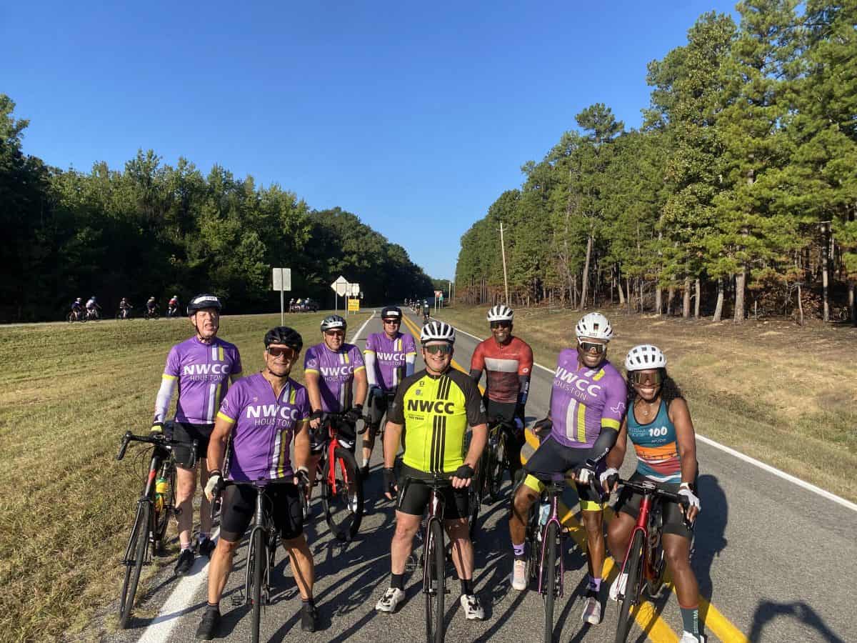 Big Dam Bridge 100 - Saturday, September 27 Cycling group from Northwest Cycling Club riding on scenic country road in motion.