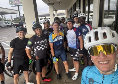 Cycling In Houston - NWCC Recent Activities Gallery 127 Group of cyclists at Northwest Cycling Club event, ready for a bike ride.