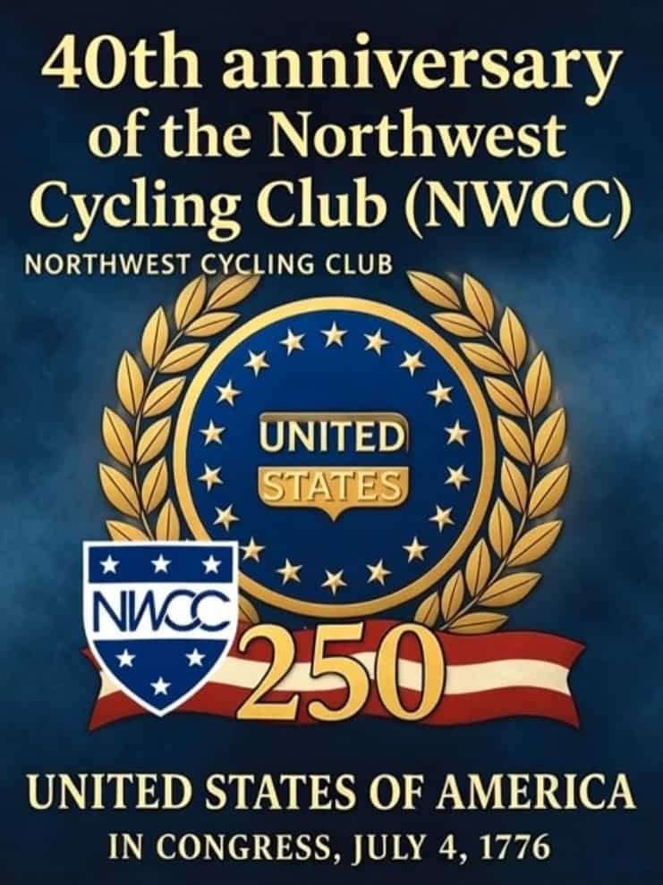 NWCC News - From the President 40 40th anniversary Northwest Cycling Club logo celebrating NWCC history and achievements.