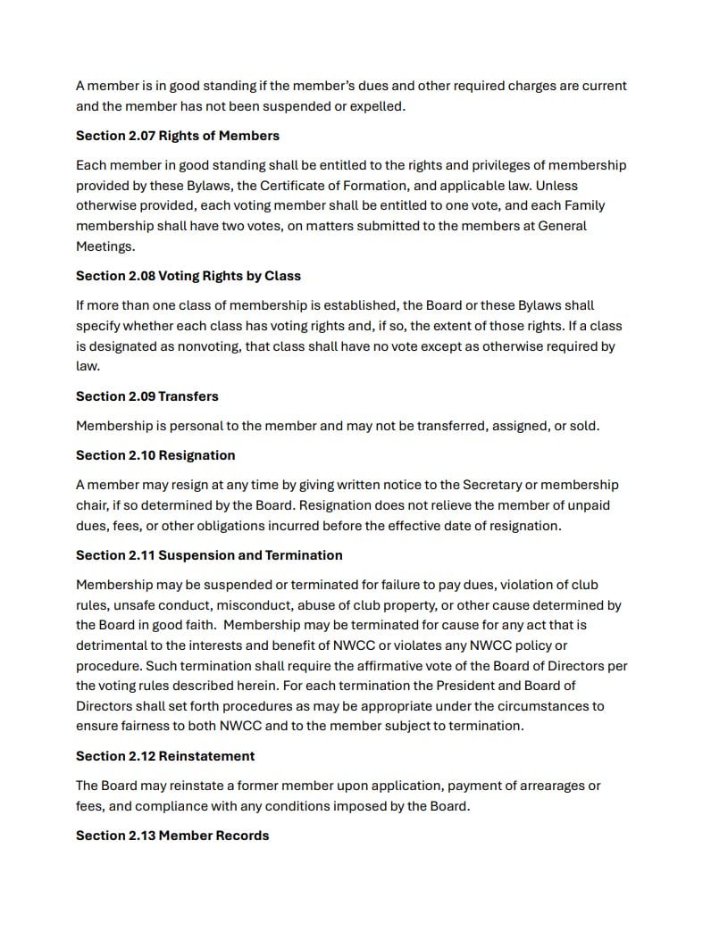 BYLAWS OF GREATER WEST HOUSTON CYCLING CLUB NONPROFIT CORPORATION