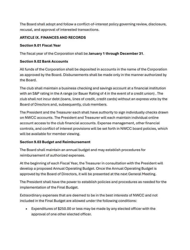 BYLAWS OF GREATER WEST HOUSTON CYCLING CLUB NONPROFIT CORPORATION